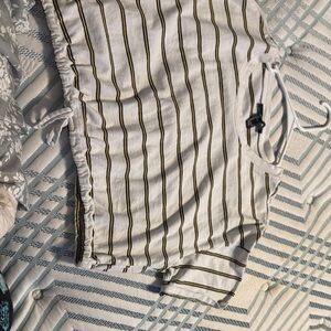 Forever 21 White and Black Striped Textile